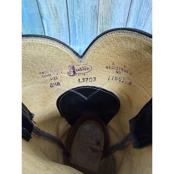 Justin Black Cowboy Boots Women's Size 8.5 Western Cowgirl Vintage USA - Picture 6 of 8